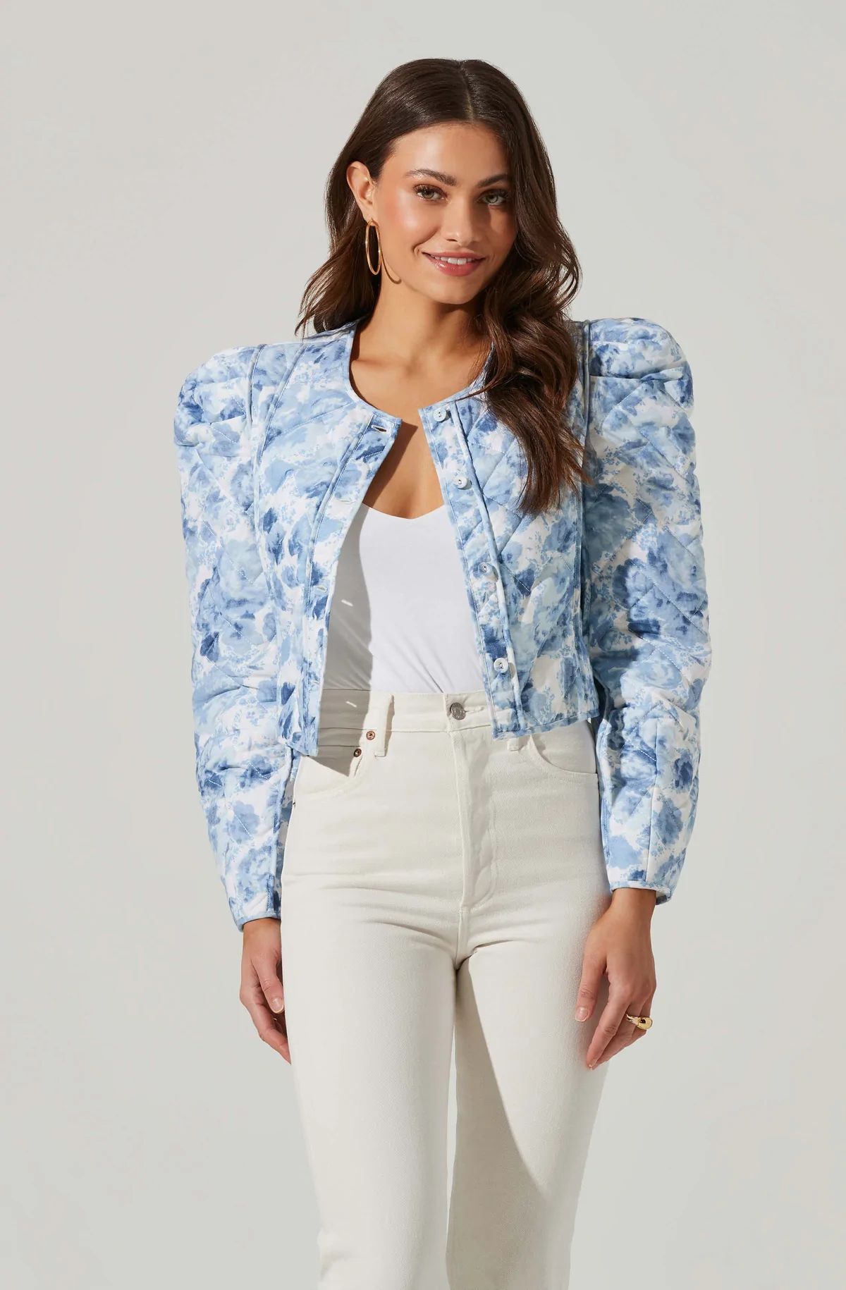 Alena Quilted Cropped Puff Sleeve Jacket | ASTR The Label (US)