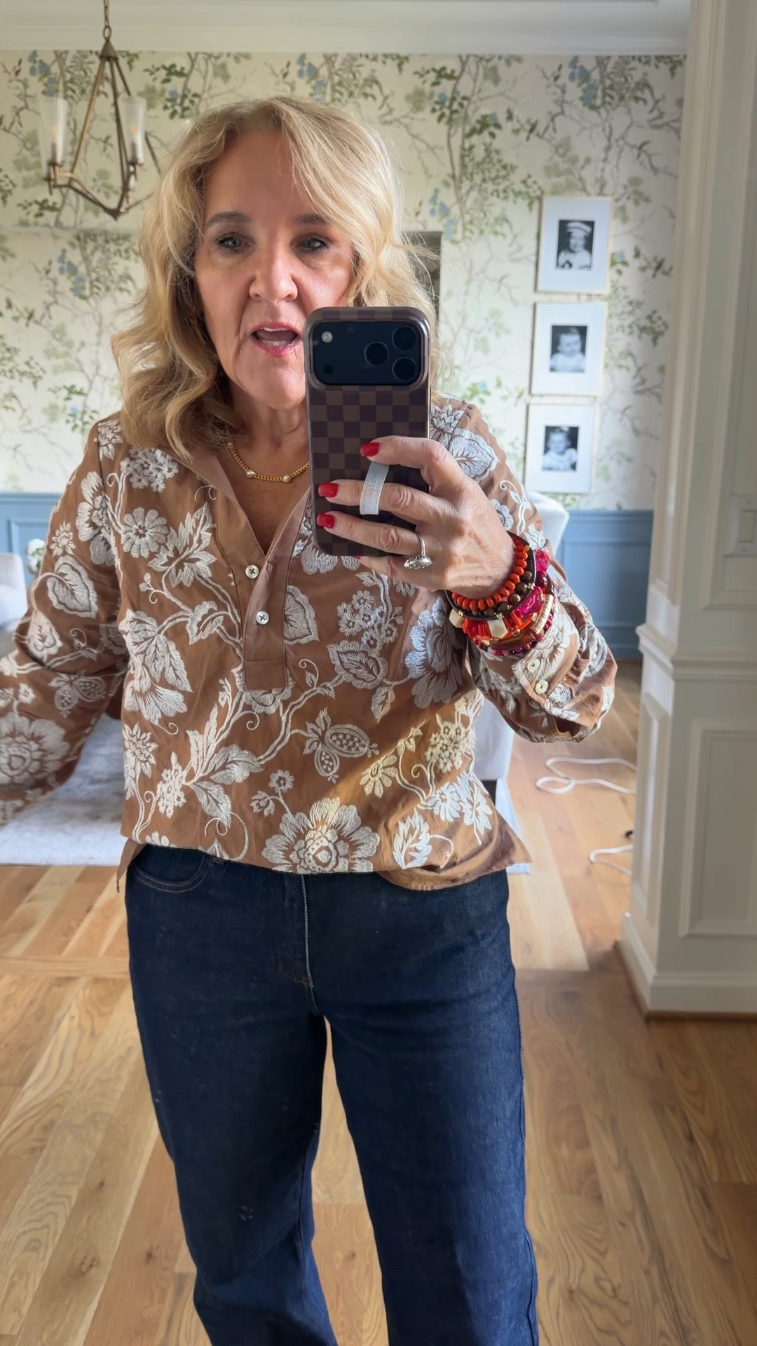 Top size med petite
Jeans size 8 petite these are not tight if you want fitted and engaging stretch, then go ahead and size down

30% off my bracelet stack and sitewide at Allie and BESS with code  NANETTE30 today. The first day of fall only.

#LTKSaleAlert #LTKootd #LTKOver40
