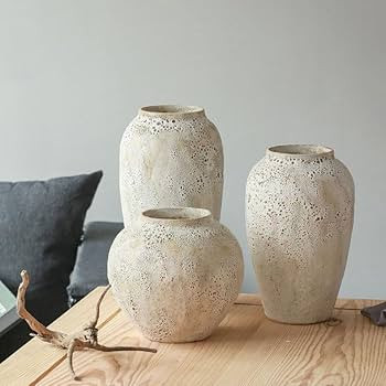 YSNCIDAN Ceramic Vase,Farmhouse Tall Vase,Rustic Home Deco Pottery, Minimalist Nordic Boho Style for | Amazon (US)
