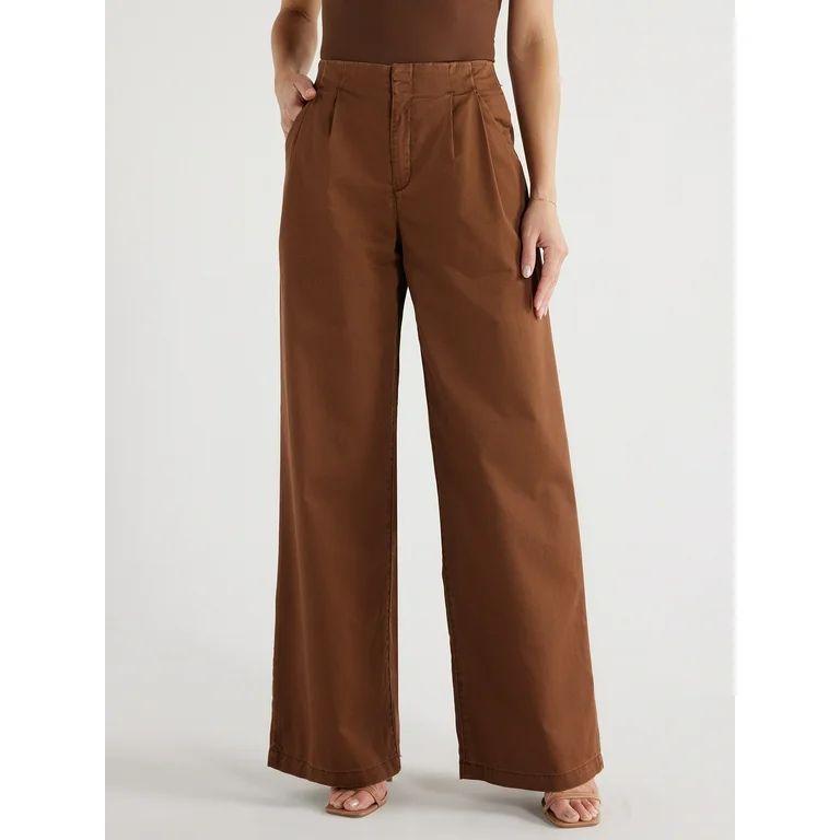 Sofia Jeans Women's Lightweight Luxe Mid Rise Wide Leg Trousers, 32" Inseam, Sizes 0-20 | Walmart (US)