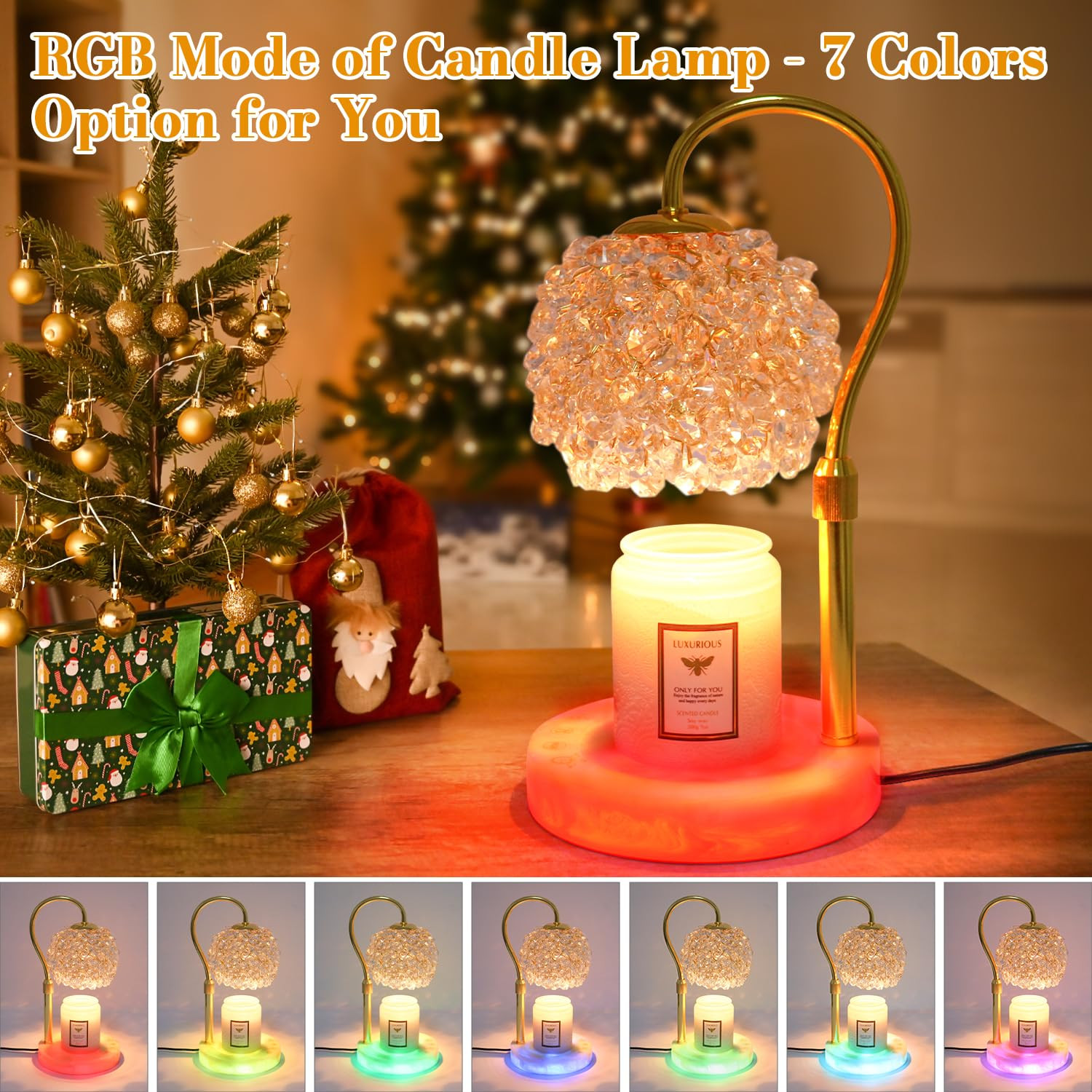 Candle Warmer Lamp with Timer - Dimmer Electric Candle Lamp Warmer with RGB Mode, 312 K9 Crystals... | Amazon (US)