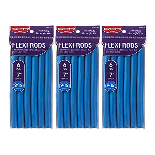 Red by Kiss Flexi Rods 7", 9/16" Diameter - Heatless Hair Curler for 90S Glamorous Bouncy Curls Beach Waves, No Slips, Sleep Styler (6 PCS x 3 PACKS) | Amazon (US)