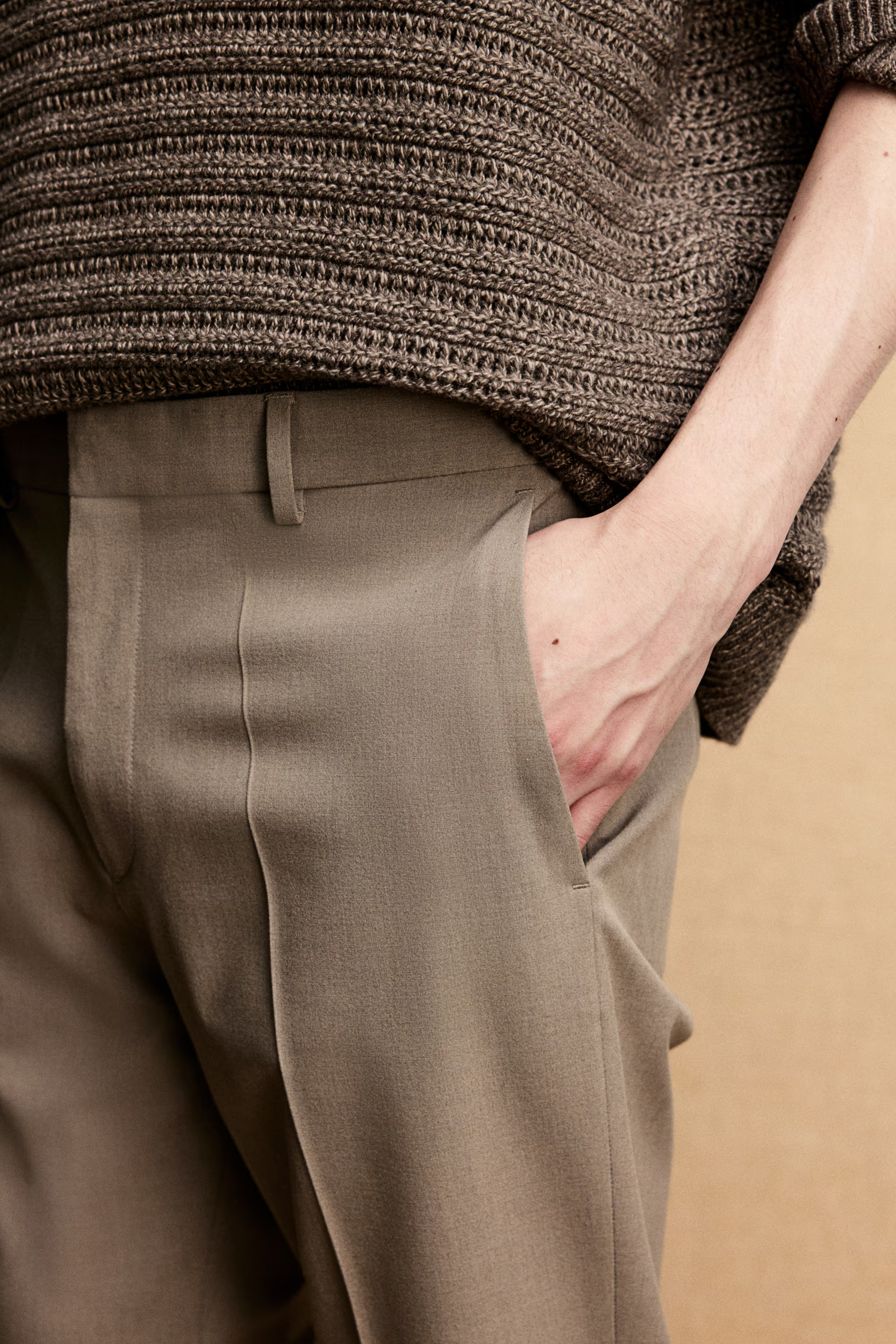 Slim Fit Pants - Taupe melange - Men | H&M US | H&M (US + CA)