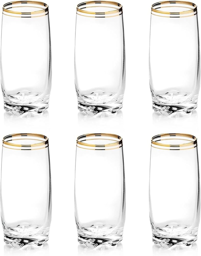 SPPRANDOM Zanzer 6-Piece Gold Glass Cup Set (Highball Glass (Set Of 6)) | Amazon (US)