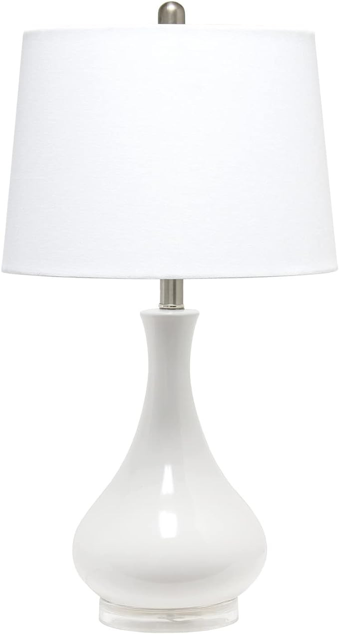 Elegant Designs LT3312-WHT Ceramic Genie Tear Drop Shaped Glossy Table Lamp, White | Amazon (US)