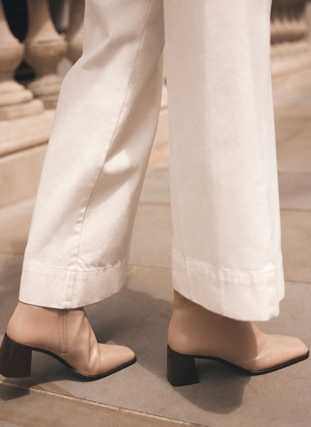 Aria Neutral Leather Ankle Boots | Mint Velvet