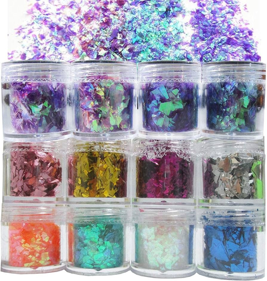 12 Colors Iridescent Chunky Glitter Flakes Kit Irregular Resin Epoxy Art Craft Paint Glitters Spa... | Amazon (US)