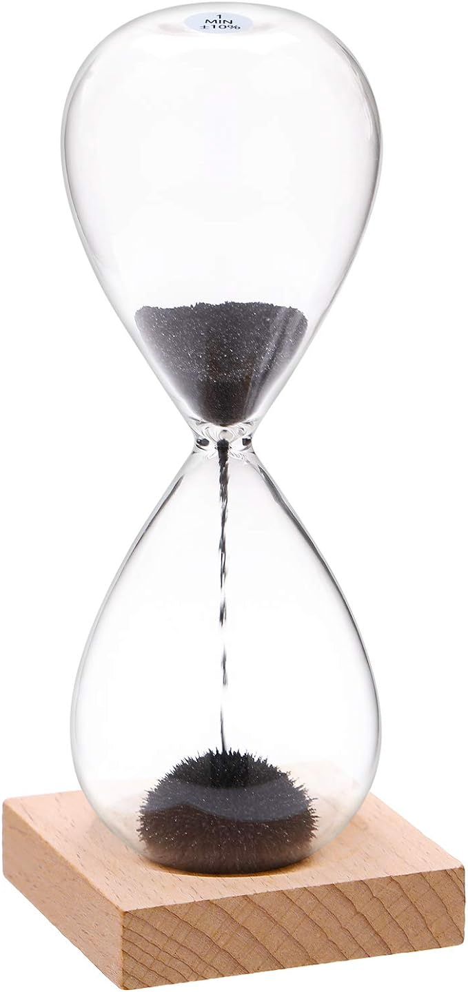 YLTIMER Magnetic Hourglass Sand Timer 1 Minute: Large Sand Clock with Black Magnet Iron Powder & ... | Amazon (US)