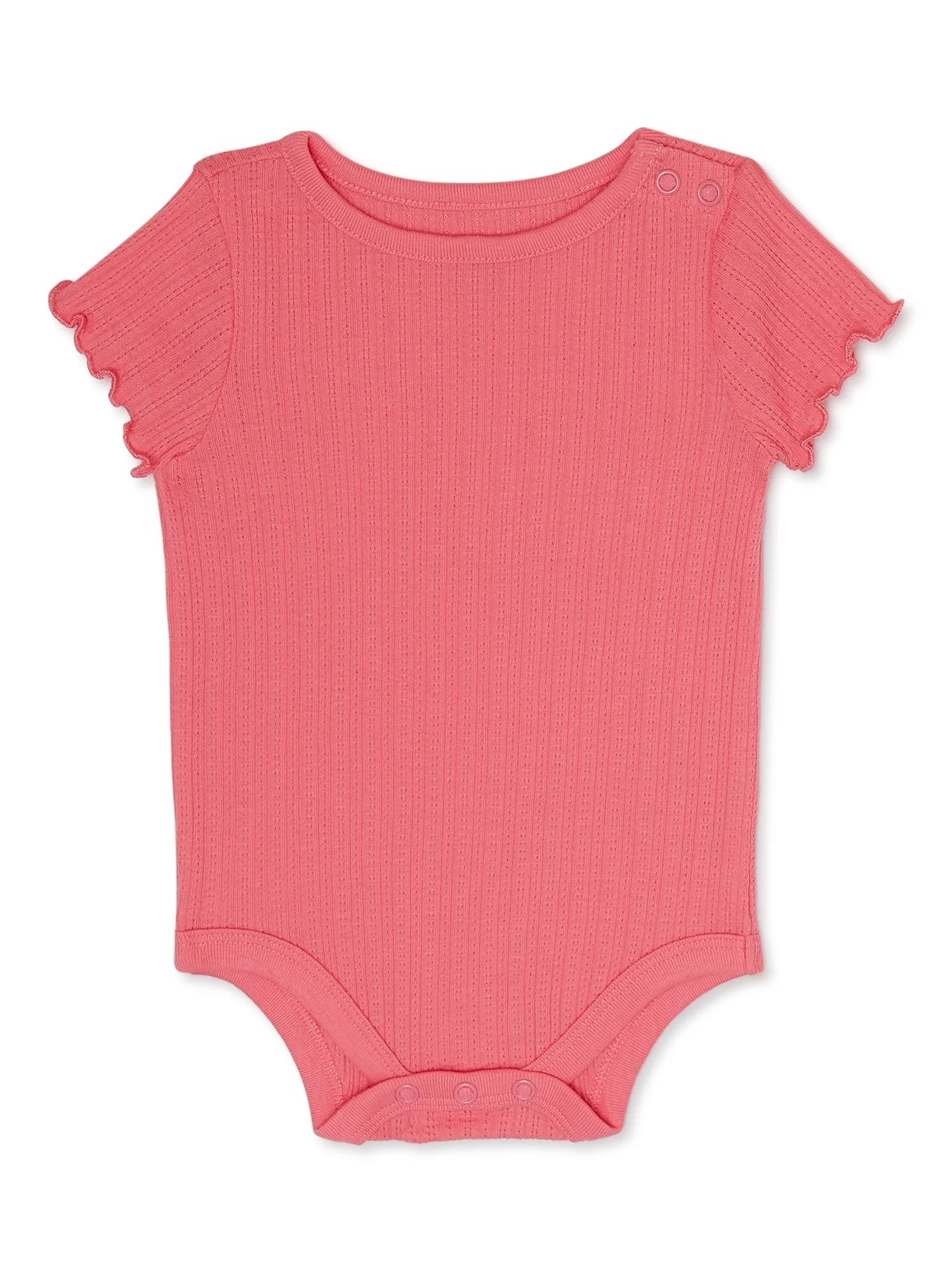 Garanimals Baby Girl Short Sleeve Pointelle Solid Bodysuit, Sizes 0-24 Months | Walmart (US)