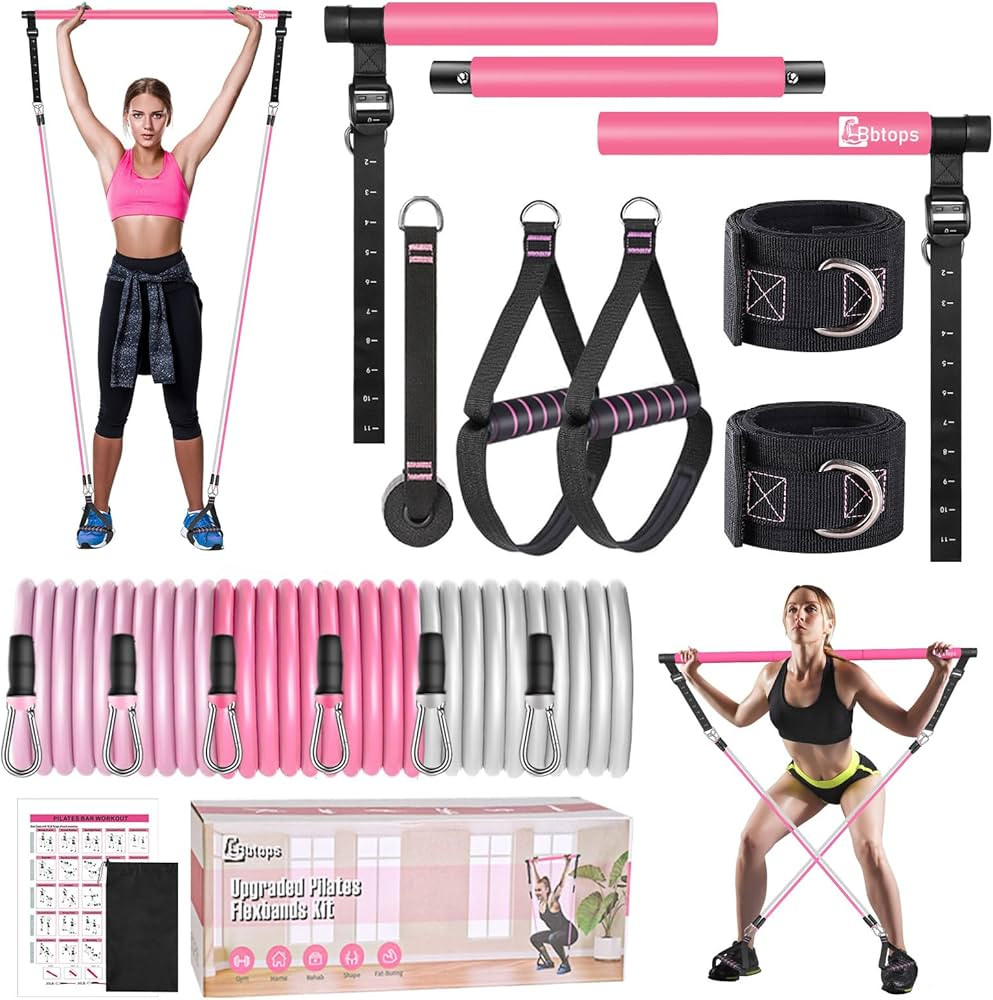 Pilates Bar Kit with Resistance Bands,Pilates Bar with Stackable Bands Workout Equipment for Legs... | Amazon (US)