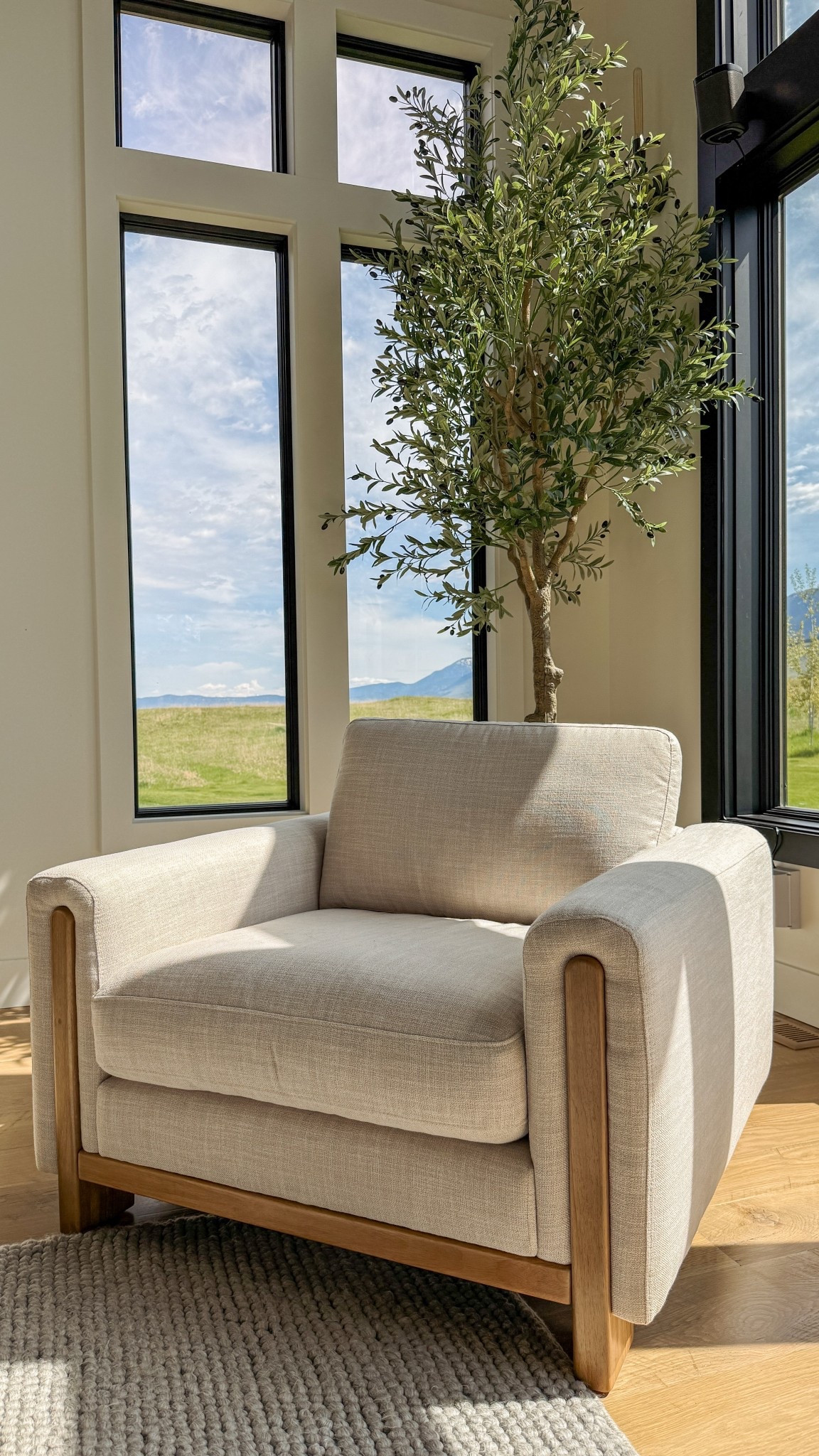 This cozy corner is one of my favorite spots in the house!! The clean lines of this neutral accent chair paired with a tall faux olive tree bring in warmth, texture, and just the right touch of greener - without any maintenance.

Follow my shop @rushtonhome on the @shop.LTK app to shop this post and get my exclusive app-only content! Don’t forget to turn on post notifications using the 🔔 to get first dibs! Follow @rushtonhome on Instagram and Pinterest for more home decor inspiration and affordable home finds! Are you looking for anything home related? You’re in the right place! At Rushton Home, I do: home decor, living room, bedroom, affordable, walmart, target, wayfair, new arrivals, winter decor, spring decor, fall decor, fall finds, summer decor, home decor refresh, studio mcgee x target, hearth and hand, magnolia, holiday decor, seasonal decor, dining room decor, bedroom decor, living room decor, affordable home decor, furniture, weekend deals, sale, on sale, pottery barn, kirklands, west elm, bench, foyer table, faux florals, rugs, couches, sofa, sectional, dresser, nightstand, night stand, end tables, lamps, art, wall art, etsy, pillows, blanket, interior design, interior styling, bedding, side tables, bed frame, tray, side table, throw pillows, look for less, designer dupe, budget decor, bar stools, counter stools, vase, ceramic pottery, budget, budget friendly, coffee table, dining chairs, cane, rattan, wood, white wash, rustic, arch, brass hardware, gold hardware, vintage, antique, european inspired, french country, back in stock.


#LTKHome #LTKSaleAlert