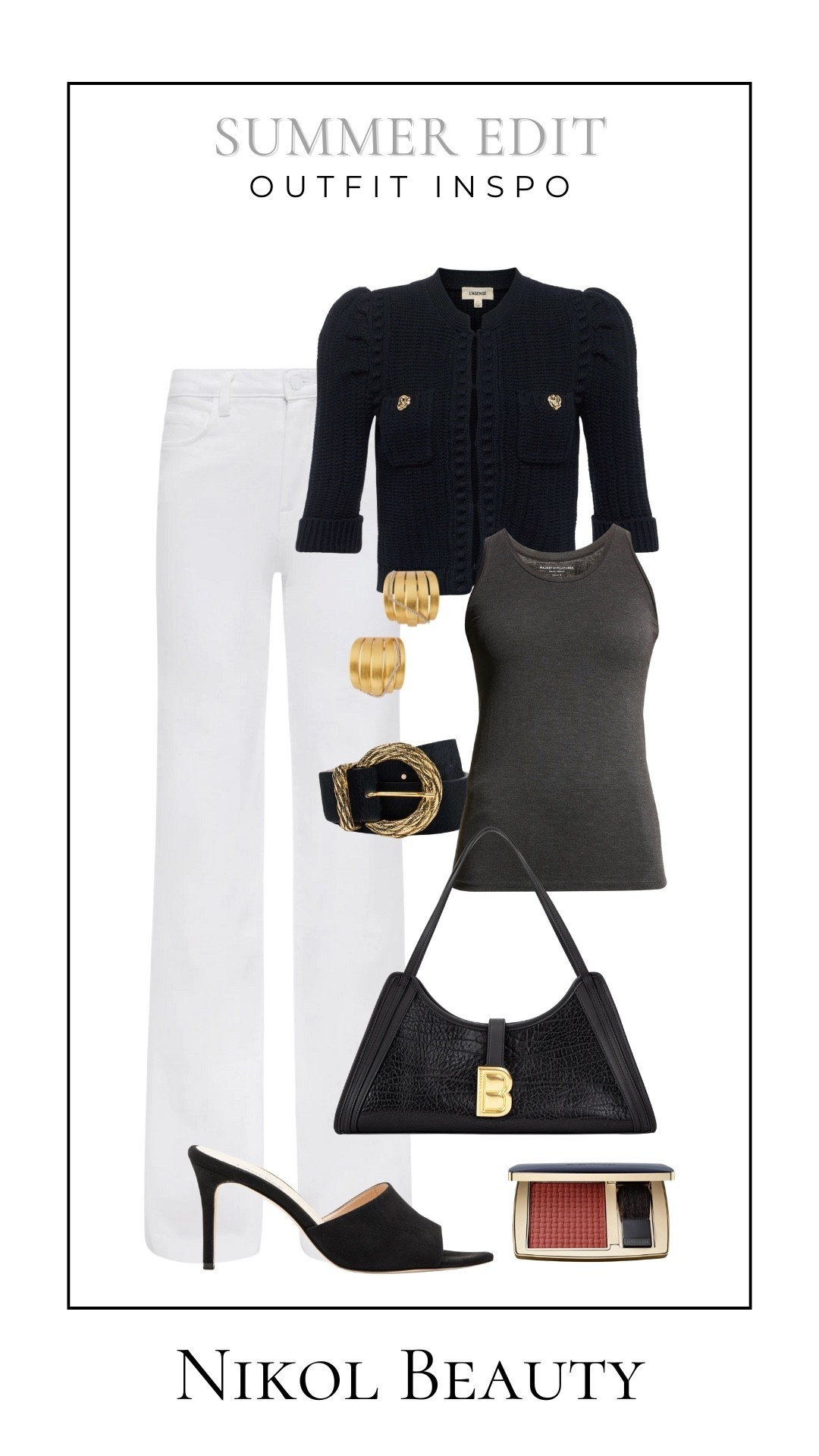 When timeless meets statement—this look is equal parts classic and chic.

summer outfit inspo, black and white chic, elevated summer style, capsule wardrobe look, classy summer outfits, monochrome outfit idea, neutral outfit inspo, effortless chic, timeless summer fashion, elegant casual style

#LTKOver40 #LTKStyleTip #LTKItBag
