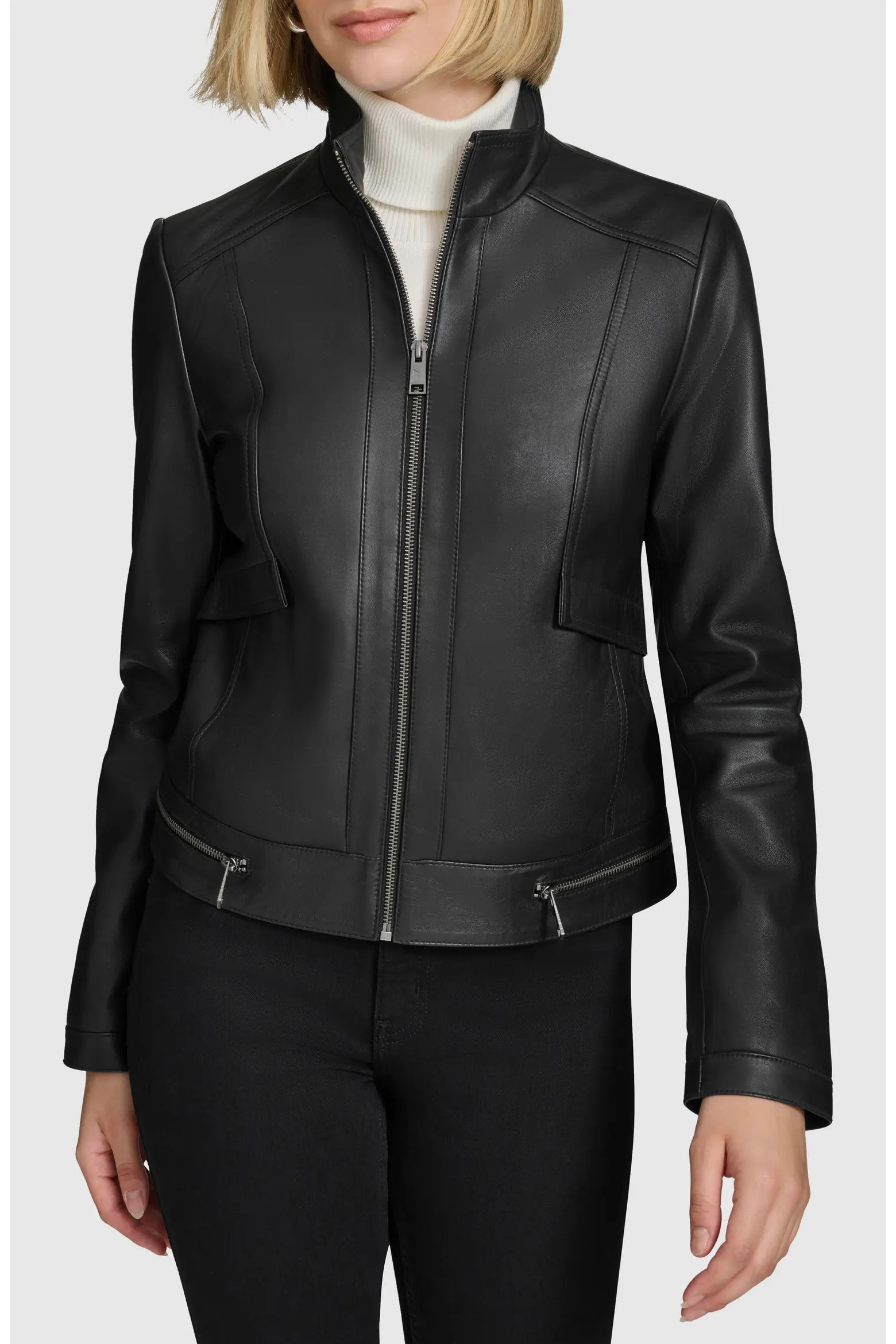 Andrew Marc Rowan Leather Racer Jacket (Women) | Nordstrom | Nordstrom
