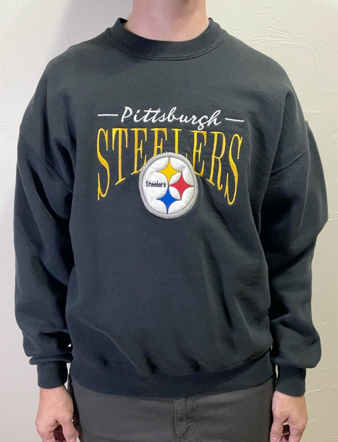 90s Pittsburgh Steelers Embroidered Sweatshirt NFL Football Gear Vintage Steelers Sweatshirt Size... | Etsy (US)