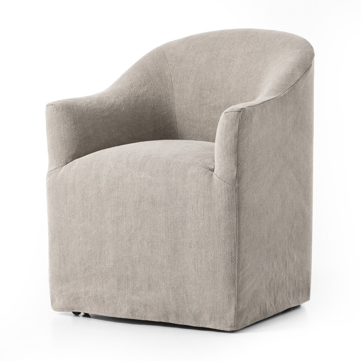 Four Hands Cove Dining Chair With Casters in Heather Twill Stone | The Addison West