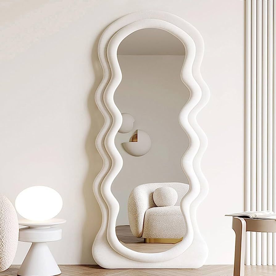 Otlsh Wavy Floor Mirror, 63" x 24" Full Length Mirror with Stand, Flannel, Irregular Wavy Mirror,... | Amazon (US)