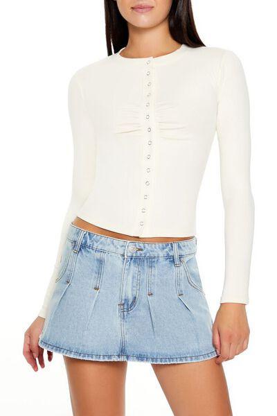 Snap-Button Long-Sleeve Top | Forever 21