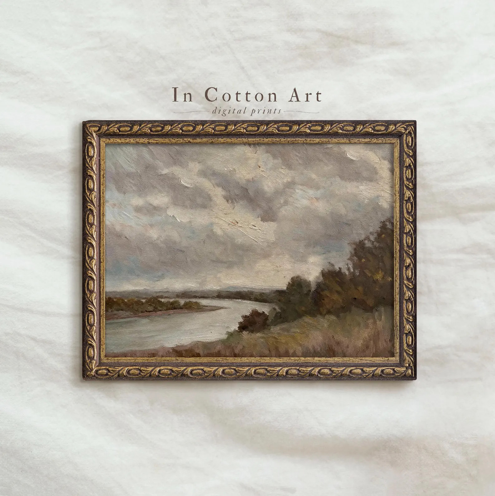 Moody River Landscape PRINTABLE | Stormy Sky Art Print | Impressionist Oil Painting DIGITAL | P36... | Etsy (US)