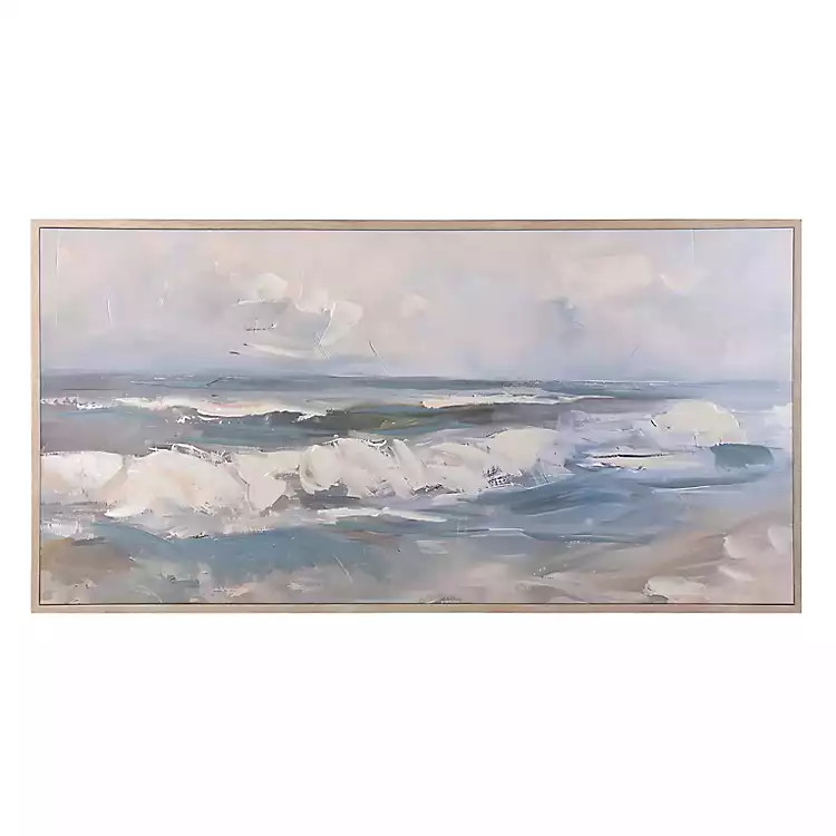 New! Painted Ocean Waves Framed Canvas Art Print | Kirklands