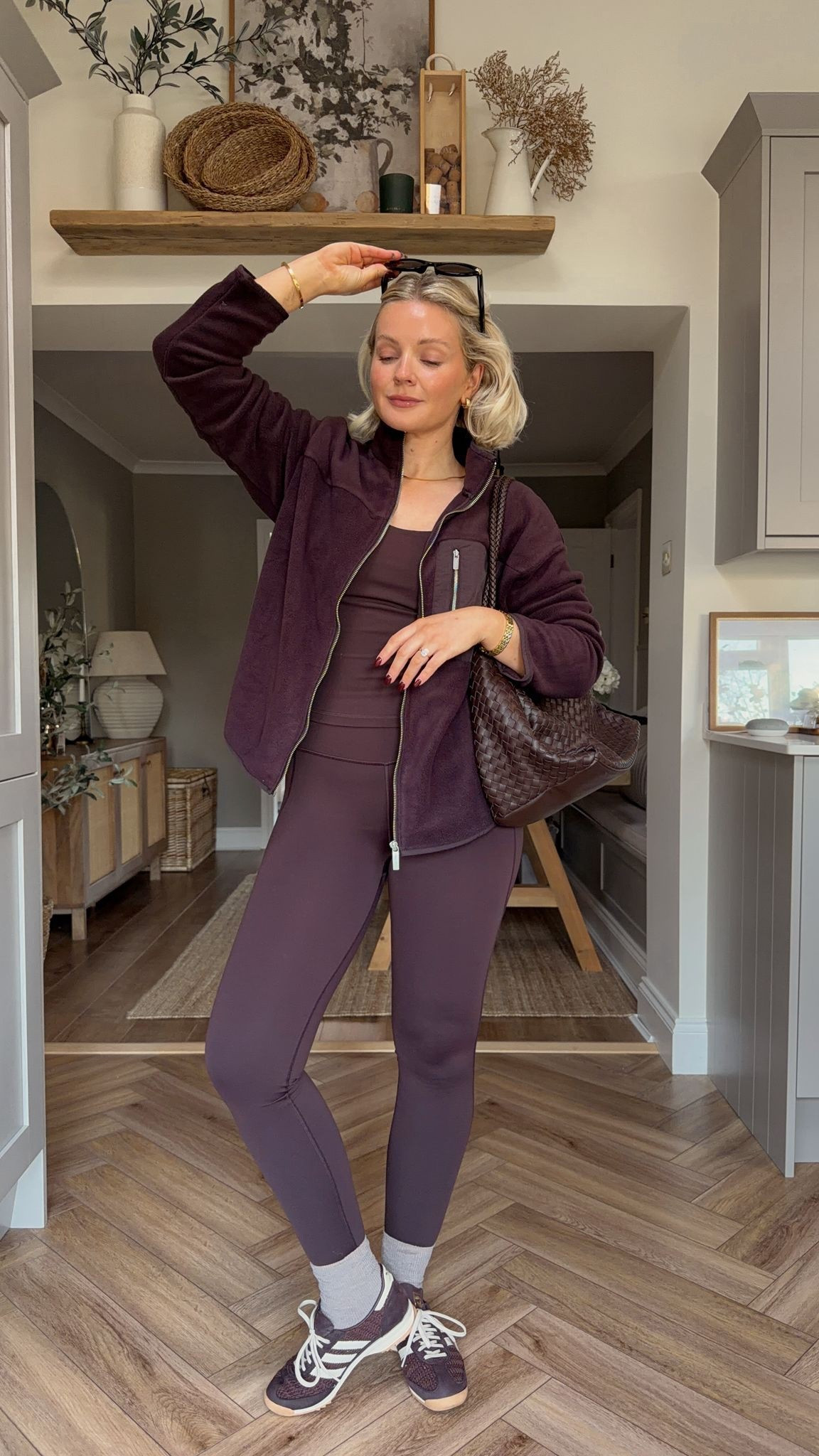 Sweaty Betty chocolate brown autumn outfit - ultimate studio 7/8 leggings (size S), studio strappy tank (size S) & mallow zip through sleeve jacket (size S)

#LTKstyletip #LTKuk #LTKautumn