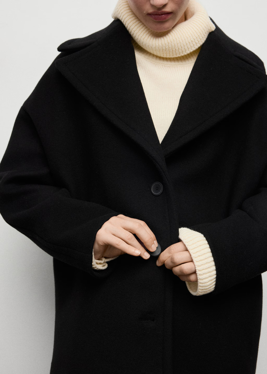 Oversized short wool coat | MANGO (UK)