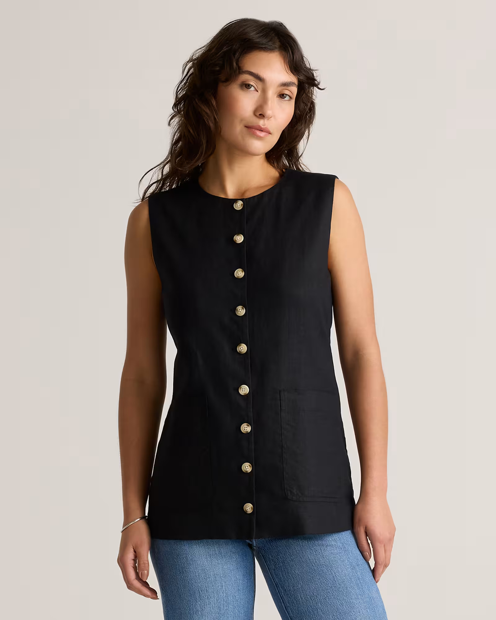 100% European Linen Longline Vest | Quince