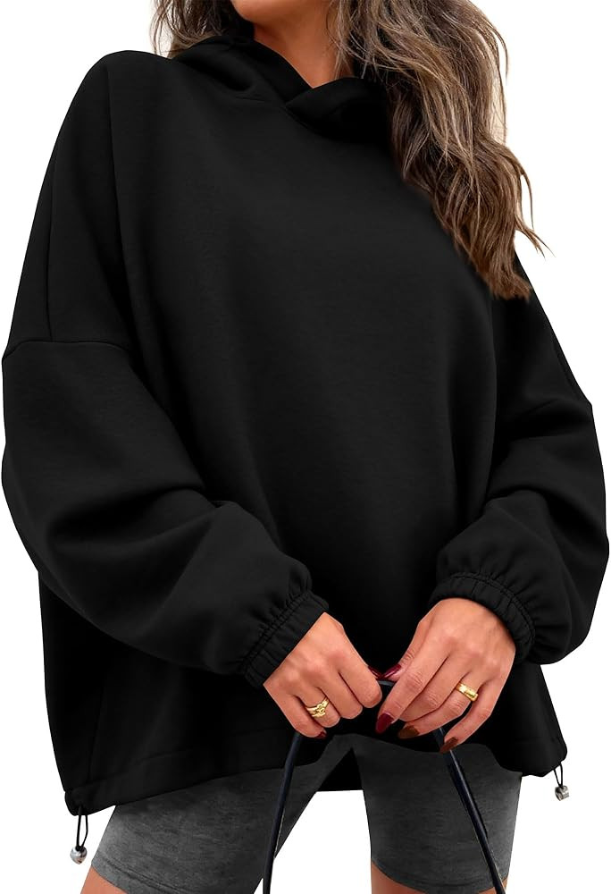 KIRUNDO Hoodies For Women 2025 Fall Fashion Hooded Oversized Sweatshirt Long Sleeve Fleece Pullov... | Amazon (US)