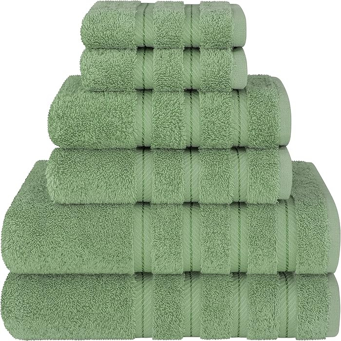 American Soft Linen Luxury 6 Piece Towel Set, 2 Bath Towels 2 Hand Towel 2 Washcloths, 600 GSM 10... | Amazon (US)