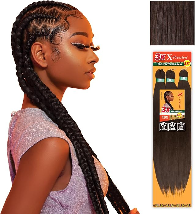 Sensationnel X-pression prestretched braiding hair - 3x braid 58 inch all kanekalon flame retarda... | Amazon (US)