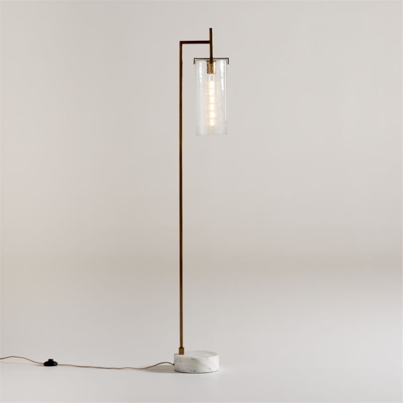 Coquina Brass Floor Lamp with Marble Base + Reviews | Crate & Barrel | Crate & Barrel