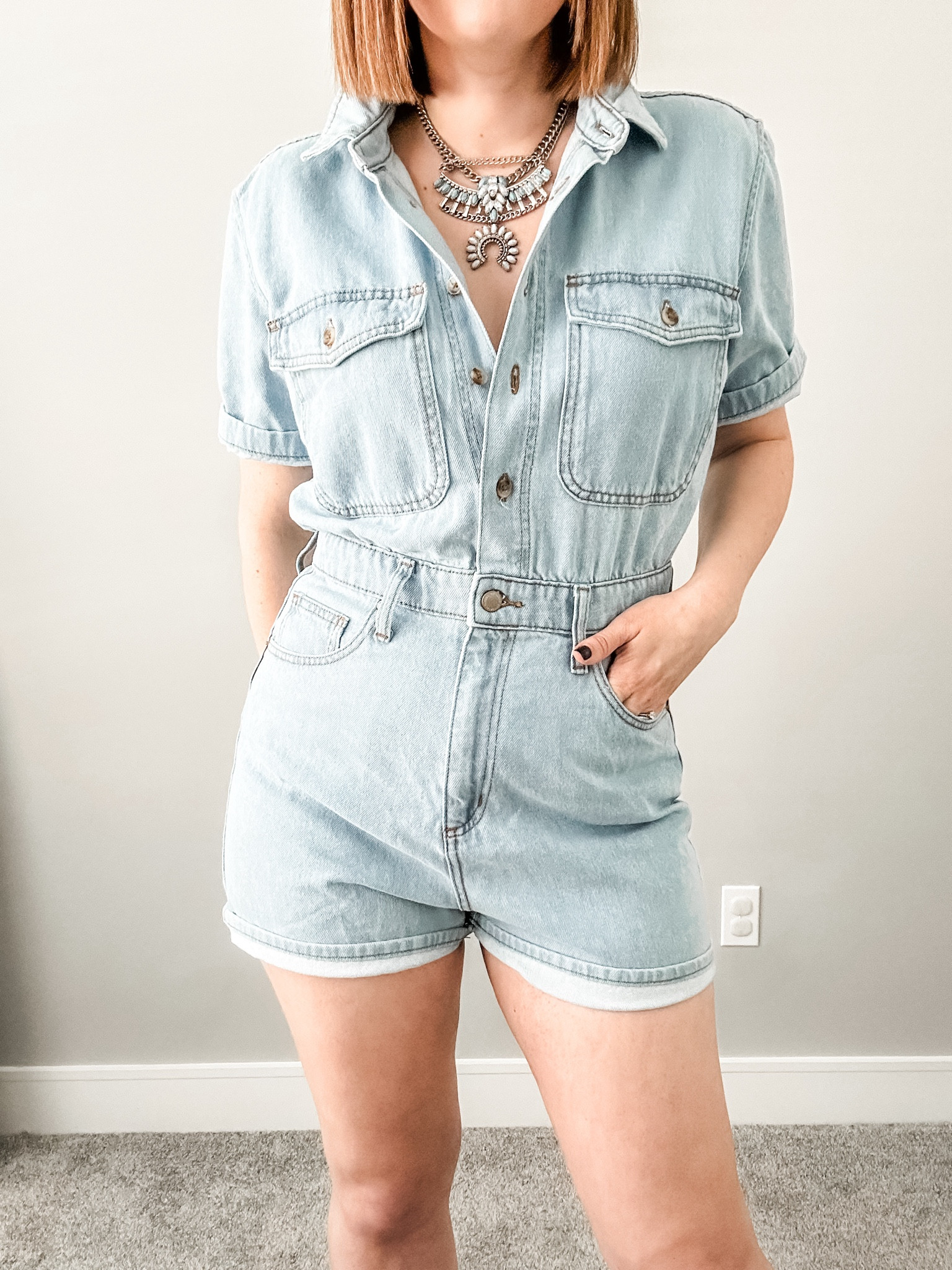 Close up of the denim jumpsuit I wore for KC Fashion Week  

#LTKfindsunder50 #LTKstyletip #LTKsalealert