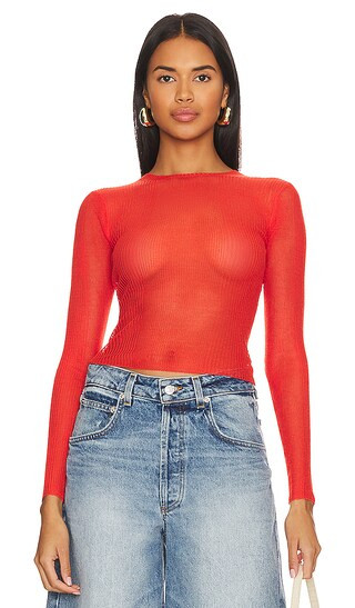 Jess Sheer Top in Blood Orange | Revolve Clothing (Global)