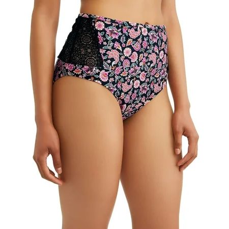 Time and Tru Women's Turkish Delight High-Waist Swimsuit Bottom | Walmart (US)