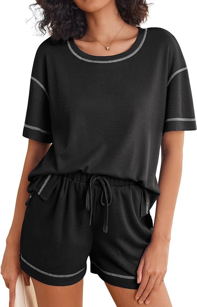 Ekouaer Pajama Sets for Women 2 Piece Waffle Knit Lounge Set Two Piece Loungewear Matching Outfit... | Amazon (US)