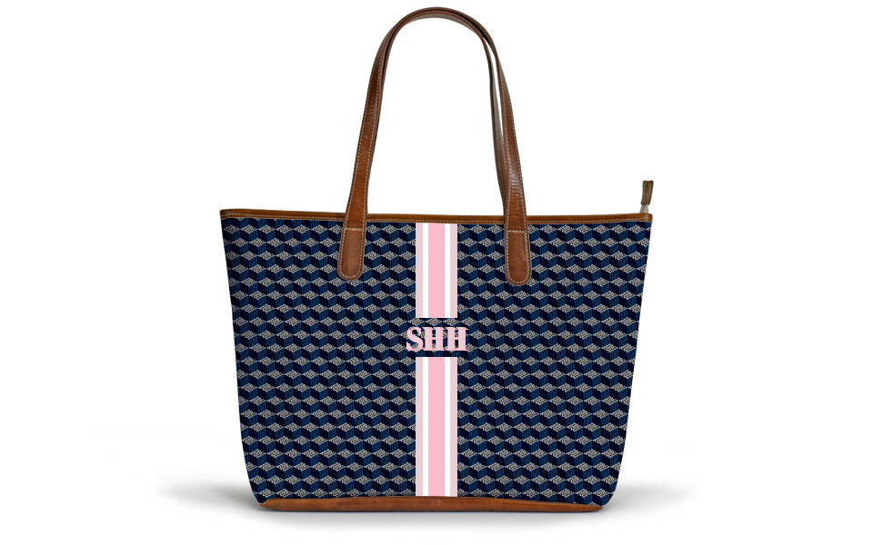Savannah Zippered Tote - Monogram Stripe | Barrington Gifts