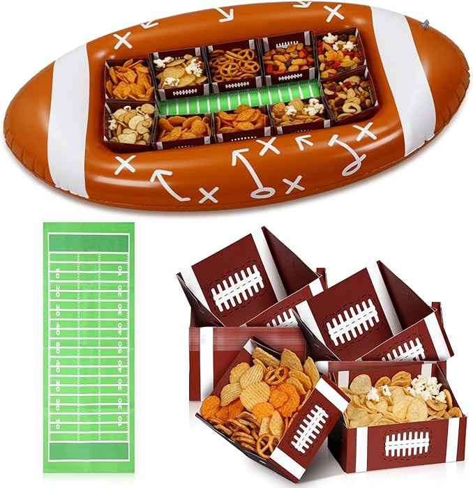 Football Party Supplies 53.1 x 25.5 Inch Large Football Inflatable Snack Bowl with 10 Paper Servi... | Amazon (US)