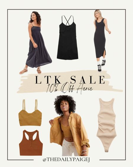 These great aerie basics are on sale with the LTK Sale! 

#bodysuits #sweatertanks #blackdress #athleticdresses

#LTKSeasonal #LTKSale #LTKsalealert