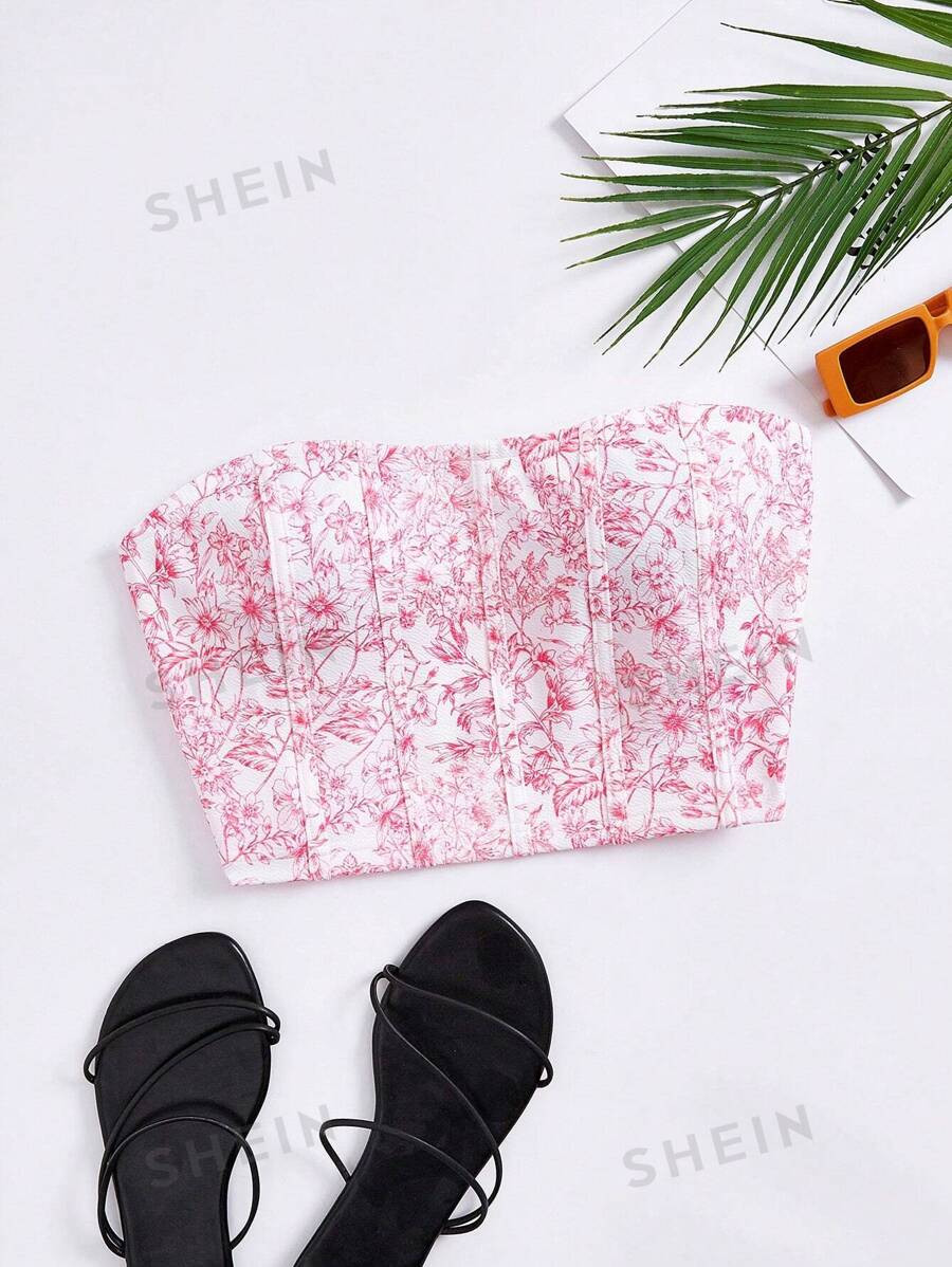SHEIN WYWH Women's Printed Strapless Top | SHEIN