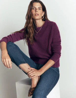 Boden Women's Marta Merino Wool Crew Jumper in Purple | Size Medium | Boden UK