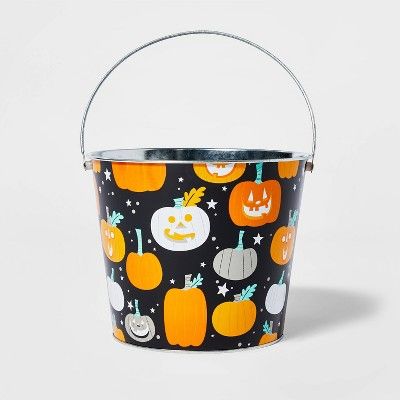 8" Round Pumpkin Halloween Tin Bucket  - Hyde & EEK! Boutique™ | Target