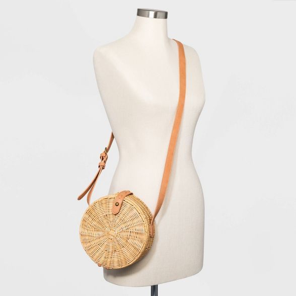 Straw Rattan Circle Crossbody Bag - Universal Thread™ Natural | Target