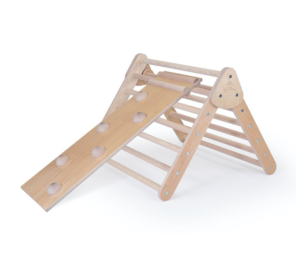Lily & River Little Climber & Reversible Rock Wall/Slide, Birch, Natural Wood Finish | Pottery Barn Kids
