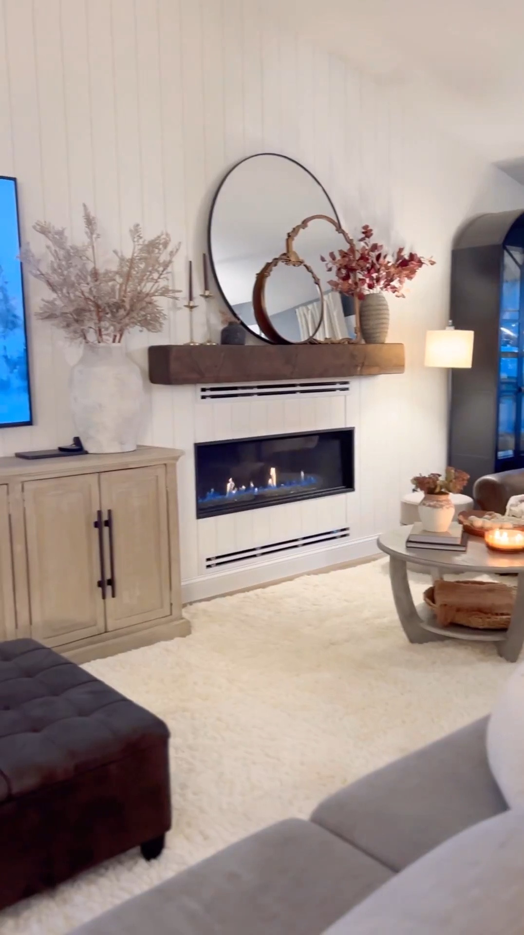 This room has always been tricky to find a rug because of its long narrow shape. I have determined what works best in the space is using two shag rugs pushed together to create the illusion of one larger rug. I have linked the rug below! It is so soft and comfortable  making it the perfect rug for our family to relax on.
Use code KELLI to take 10% off site wide on Boutique rugs. 