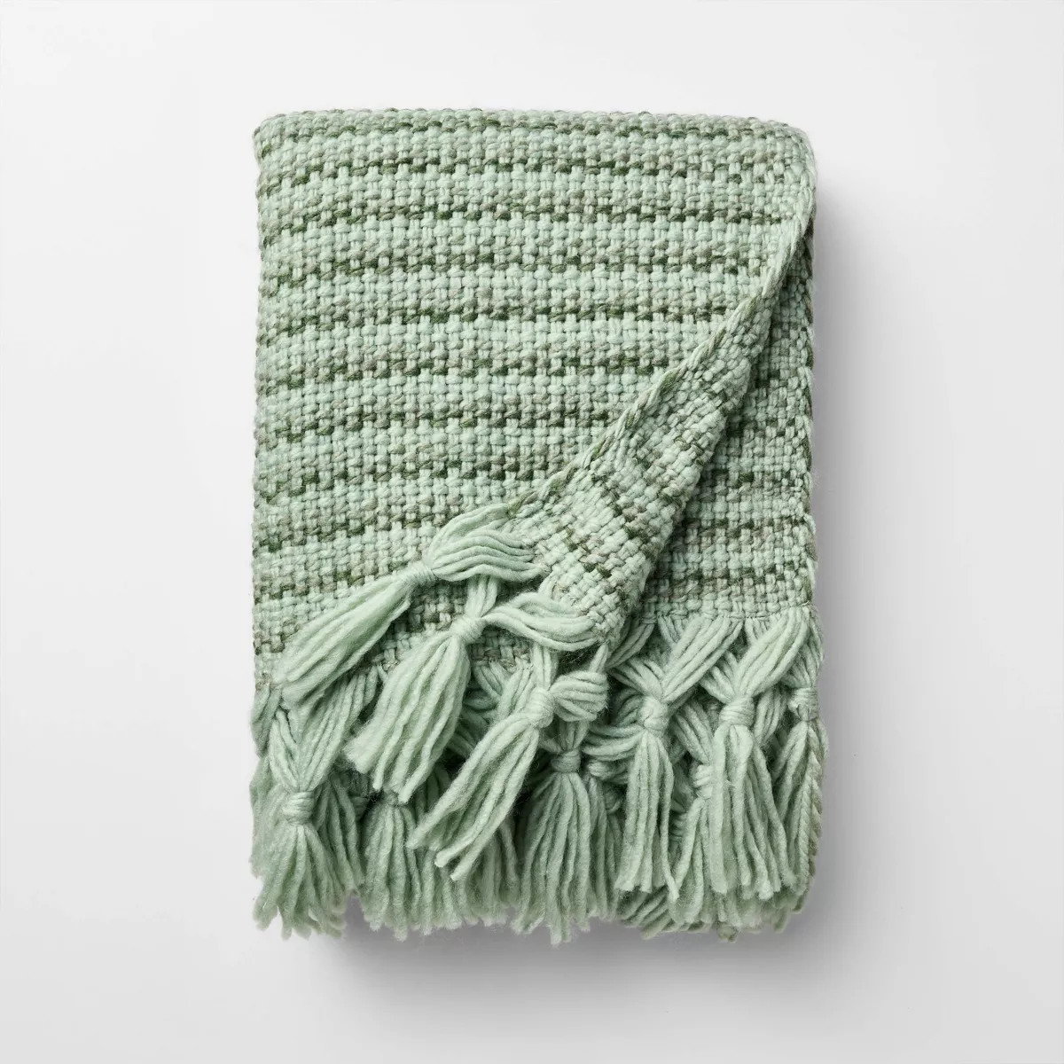 50 x 60 Throw Mixed Yarn Woven with Crossed Tassels Multi Green - Threshold™ Design with Studio... | Target