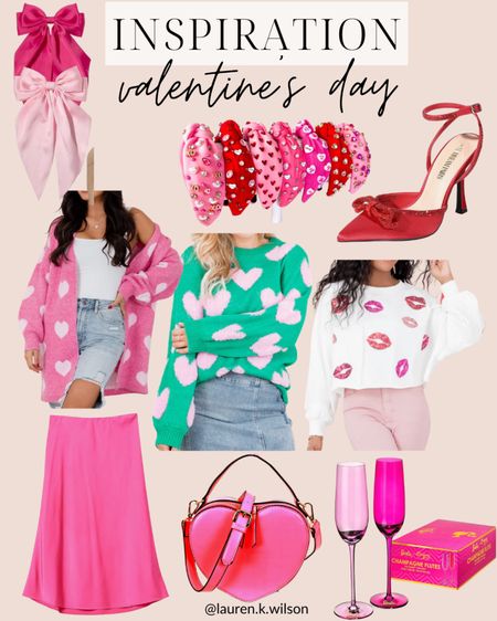 Valentine’s Day, love, romantic, hearts, red, pink, pointed toe heels, rhinestone, satin, sweater, skirt, bow, knotted headband 

#LTKstyletip #LTKSeasonal #LTKfindsunder100