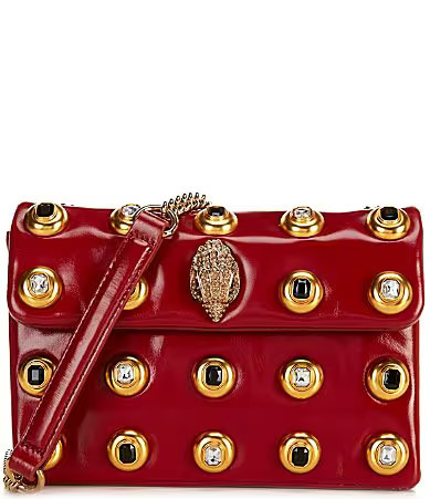 Kurt Geiger London Kensington Gem Studded Leather Shoulder Bag - Red | Dillard's