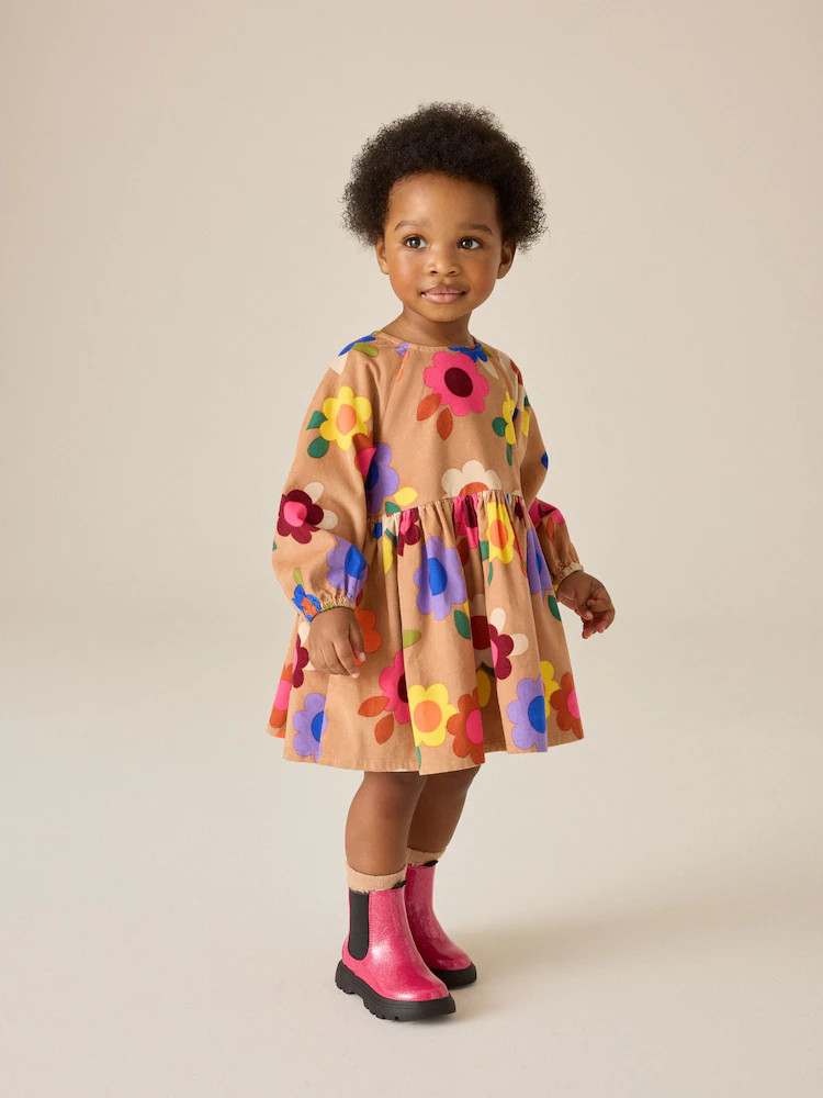Bright Floral Long Sleeve Cord Dress (3mths-8yrs) | Next US