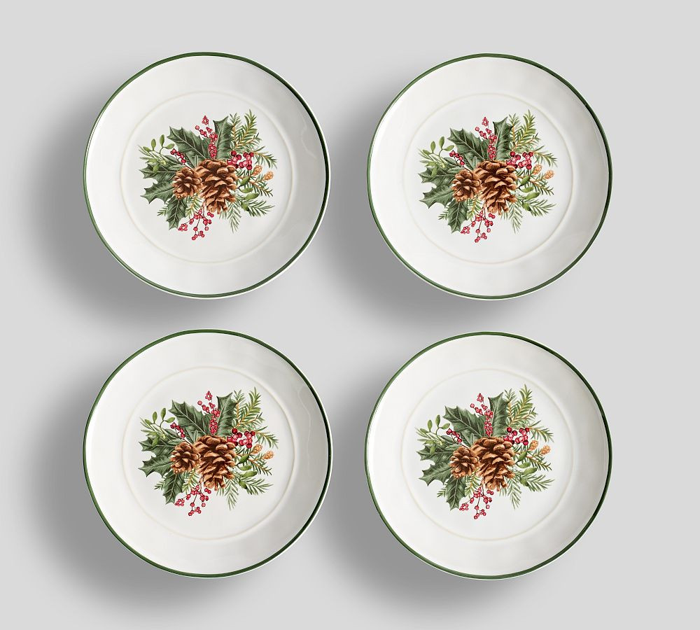 Holly Berry Stoneware Appetizer Plates - Set of 8 | Pottery Barn (US)