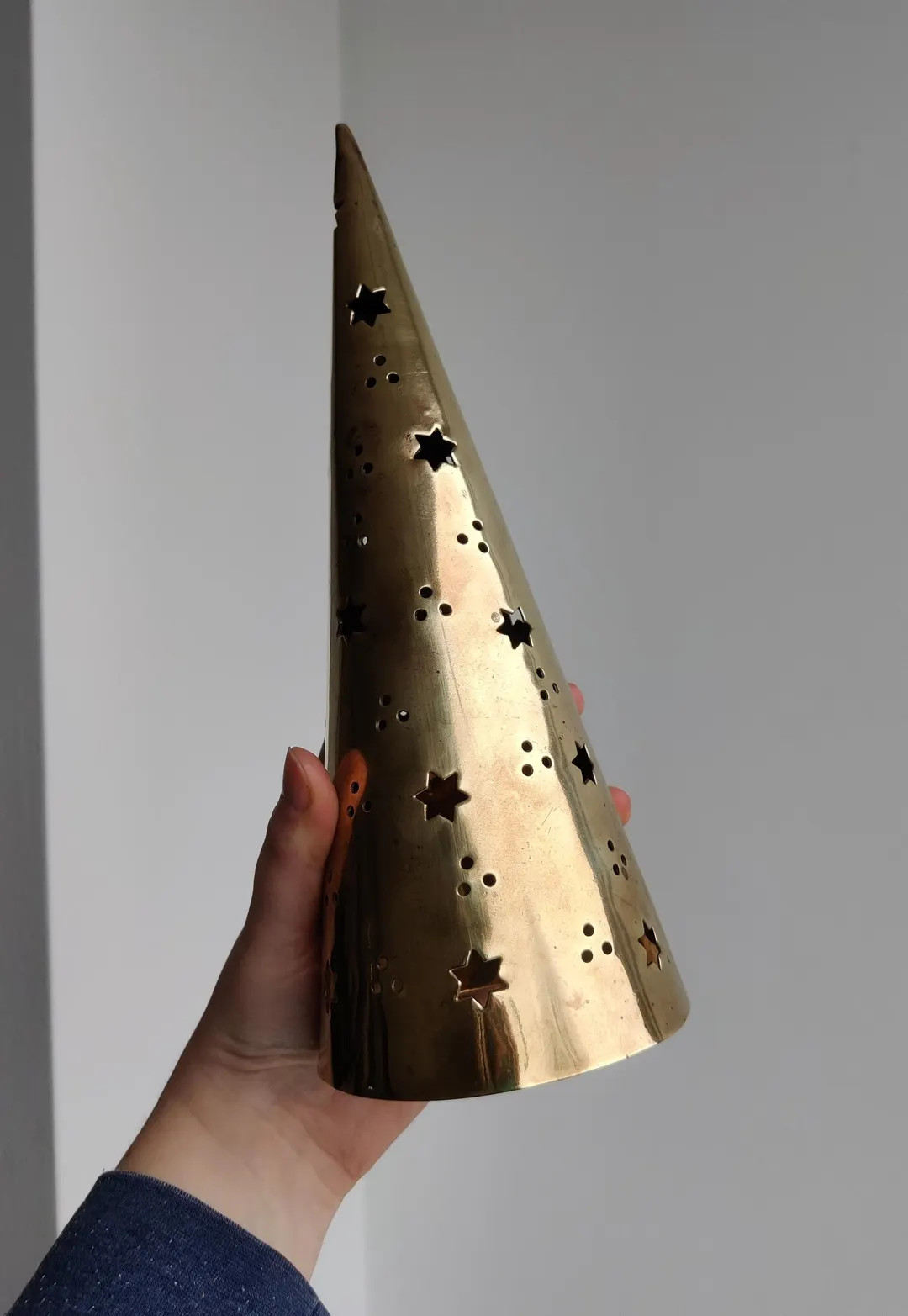 Vintage Brass Candle Holder | Celestial Cone with Stars & Moons | Mystical Home Decor | Etsy (US)
