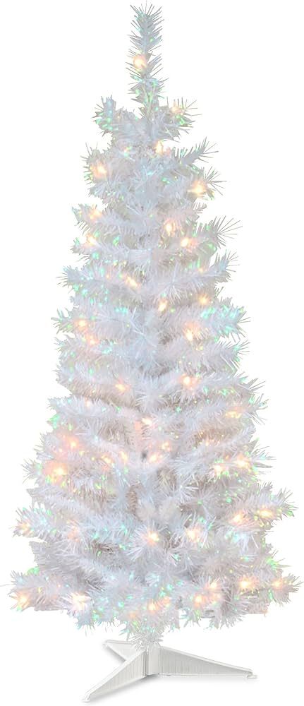 National Tree Company Pre-Lit Artificial Christmas Tree, White Tinsel, White Lights, Includes Sta... | Amazon (US)